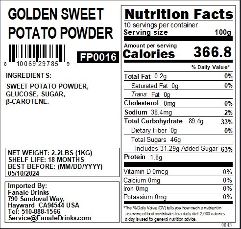 Golden Sweet Potato Powder (On Sale) (Best by: 05/14/2024)