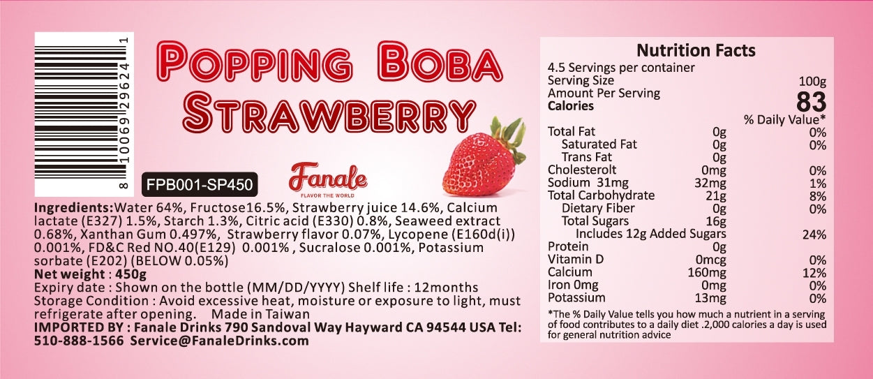Popping Bursting Boba Juice Ball - Strawberry Flavor