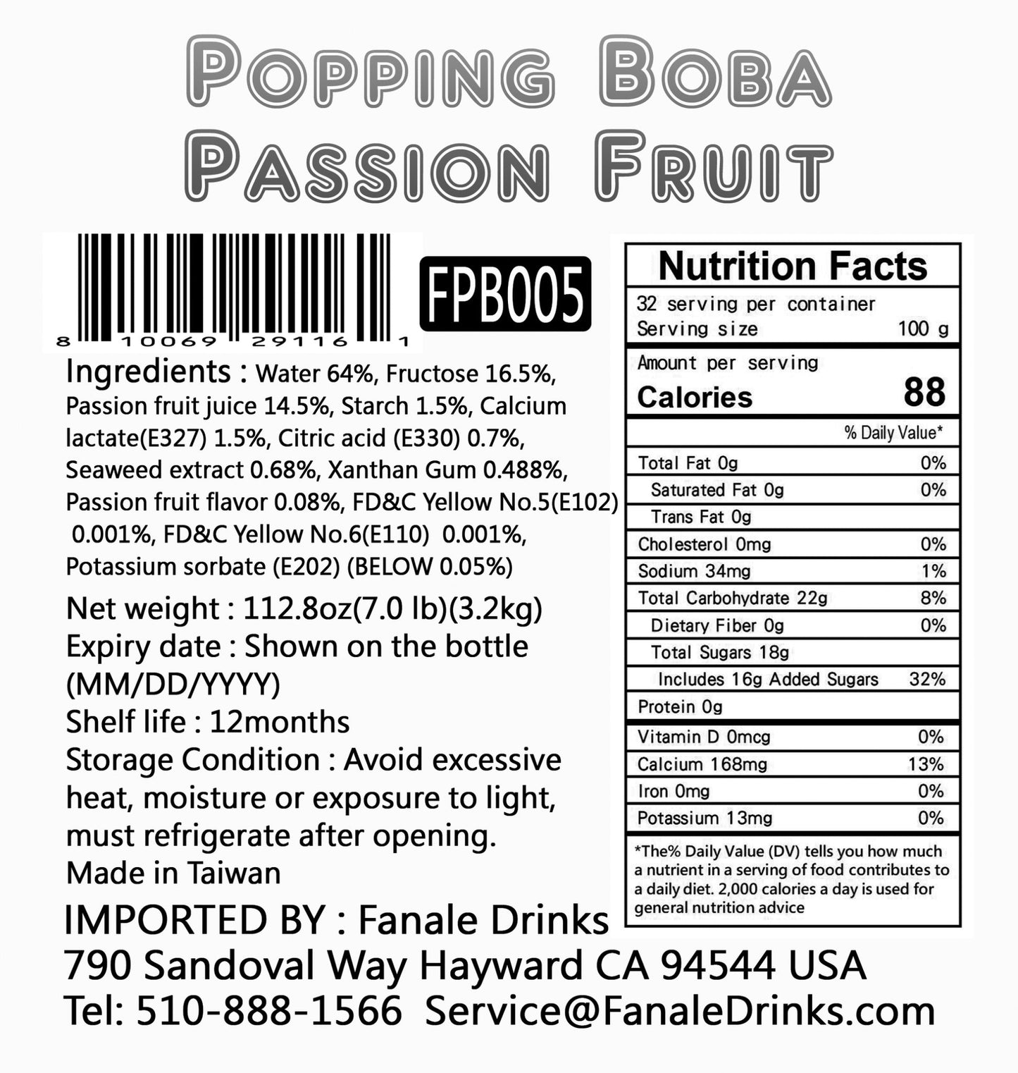 Popping Bursting Boba Juice Ball - Passion Fruit Flavor