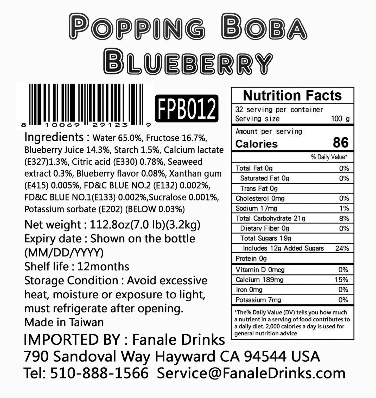 Popping Bursting Boba Juice Ball - Blueberry Flavor